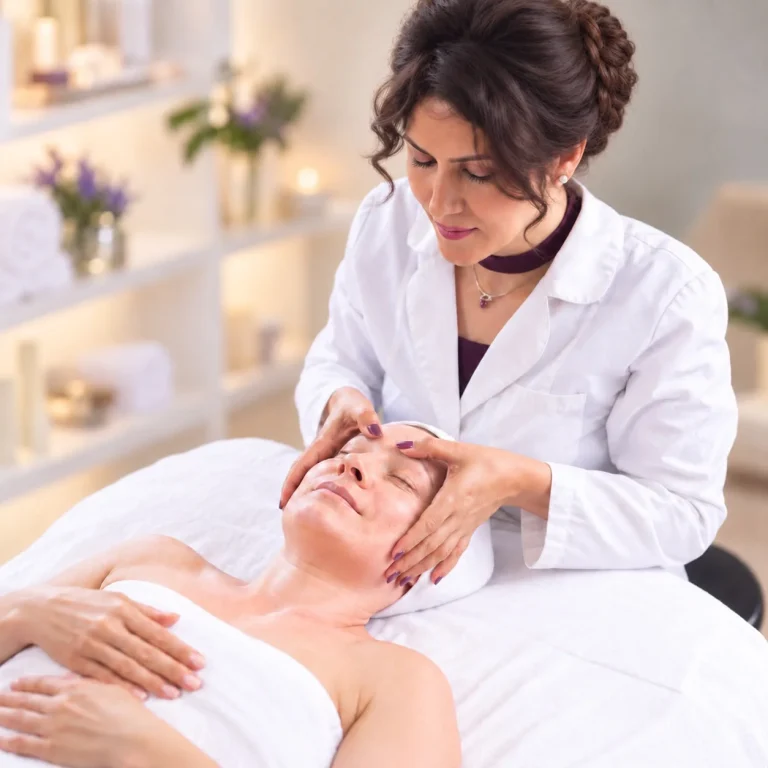 Client relaxing during a luxury facial in Scottsdale, Arizona